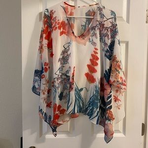 Red white and blue blouse with undershirt